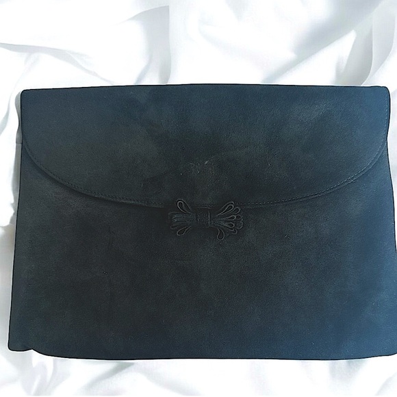 Salvatore Ferragamo Vintage Black Suede Clutch - Picture 1 of 16